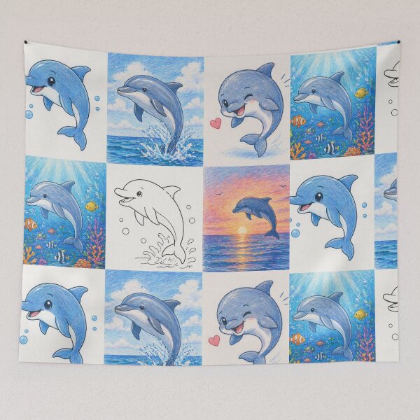 Item preview, Cute Dolphin Collection Six Style Art Bundle designed and sold by Hafcishop.
