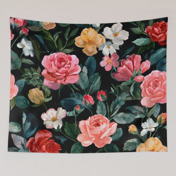 Item preview, Midnight Floral Pattern Vintage Watercolor Romantic Roses designed and sold by GrinGalore.