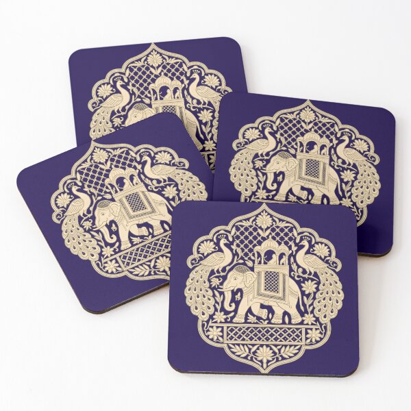 Item preview, Champagne Indian Royal Elephant Zardozi Crest Artwork designed and sold by RajRang.