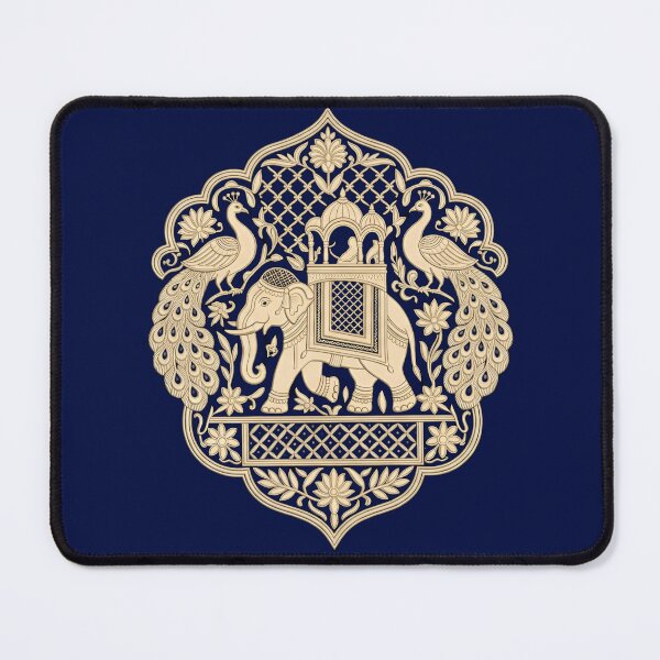 Item preview, Champagne Indian Royal Elephant Zardozi Crest Artwork designed and sold by RajRang.