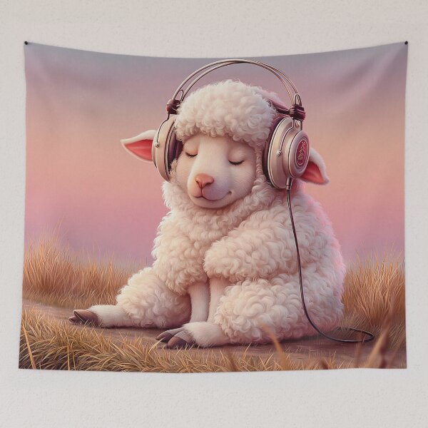 Item preview, Minimal Lofi Sheep with Headphones – Soft Calm Aesthetic Illustration designed and sold by cipoprimo.