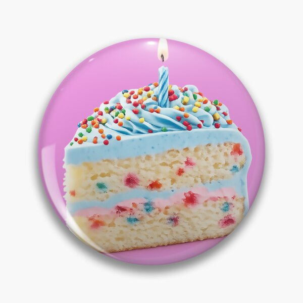 Item preview, Funfetti Birthday Cake Slice in Pink Circle designed and sold by PIXEL POP DESIGNS - Beyond the Norm!.