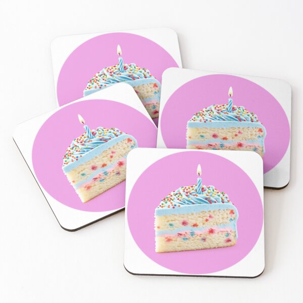 Item preview, Funfetti Birthday Cake Slice in Pink Circle designed and sold by PIXEL POP DESIGNS - Beyond the Norm!.