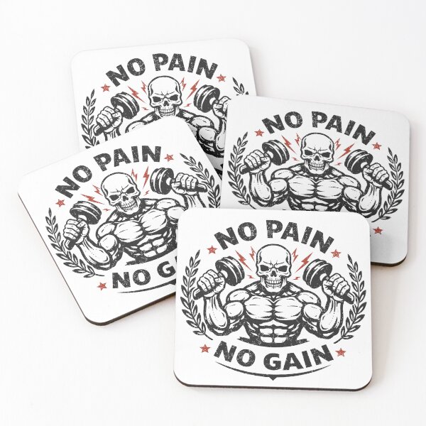 Item preview, No Pain No Gain Fitness Skull T-Shirt designed and sold by Matinez Pink.