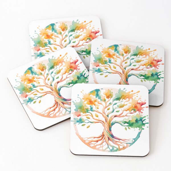Item preview, Colorful Tree of Life Watercolor Boho Spiritual Nature Art Design designed and sold by ArcticFoxStudio.