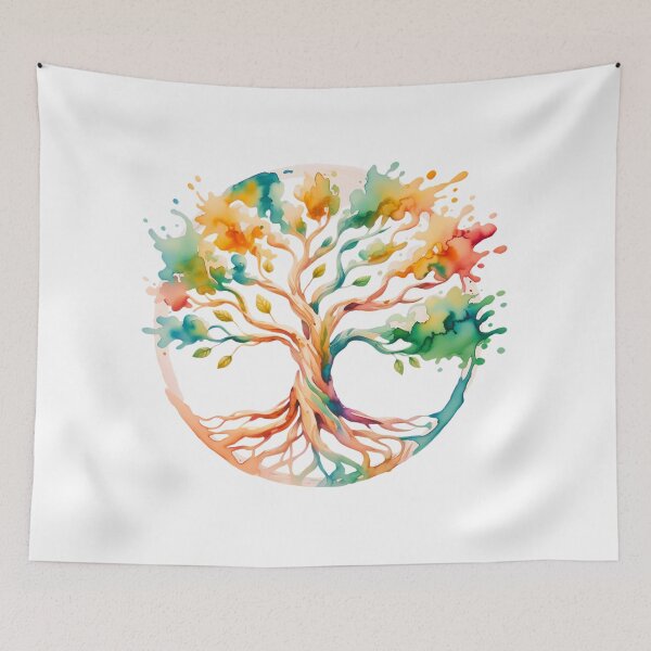 Item preview, Colorful Tree of Life Watercolor Boho Spiritual Nature Art Design designed and sold by ArcticFoxStudio.