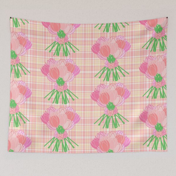 Item preview, Big Tulip Bouquet on plaid salmon designed and sold by CreaTwinkles.