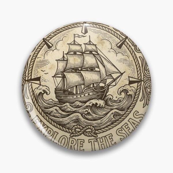 Item preview, Vintage Tall Ship Maritime Exploration Emblem designed and sold by ZadTicaret.