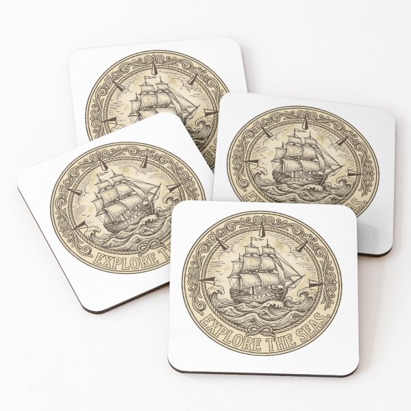 Item preview, Vintage Tall Ship Maritime Exploration Emblem designed and sold by ZadTicaret.