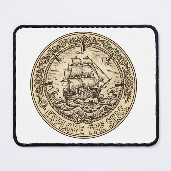 Item preview, Vintage Tall Ship Maritime Exploration Emblem designed and sold by ZadTicaret.