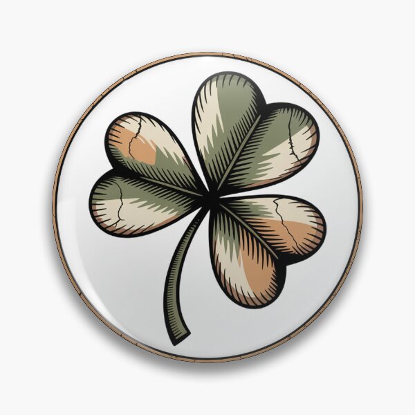 Item preview, Tipsy Four Leaf Clover Vintage Badge Illustration designed and sold by Bloomkept.