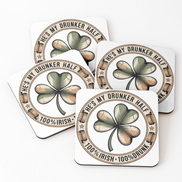 Item preview, Tipsy Four Leaf Clover Vintage Badge Illustration designed and sold by Bloomkept.