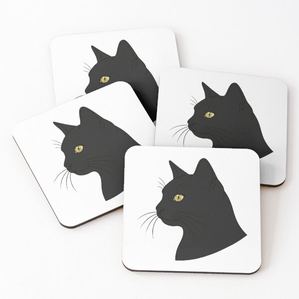 Item preview, Minimalist Black Cat Profile With Yellow Eye designed and sold by KelliesGrafix.