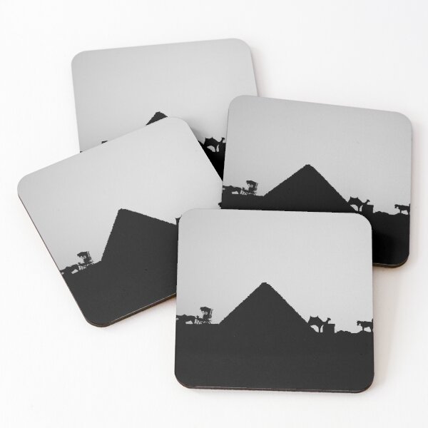 Item preview, Egypt Pyramid Silhouette Camels Desert Black and White designed and sold by davelandiaph.