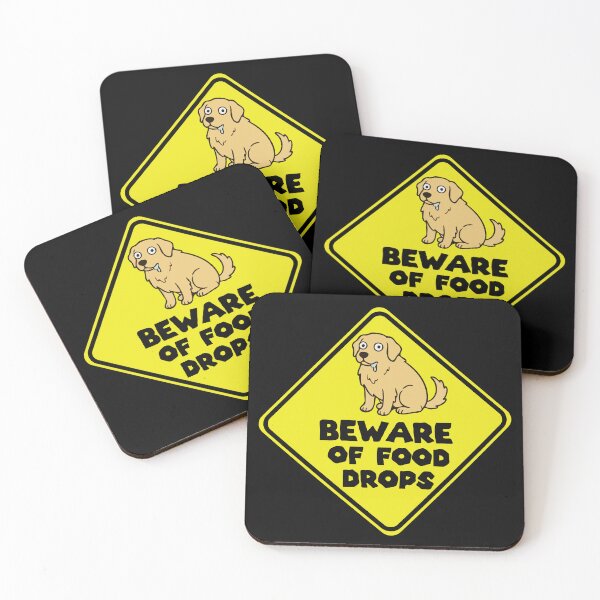 Item preview, Yellow Drooling Dog Warning Sign Beware of Food Drops designed and sold by Gkinoki.