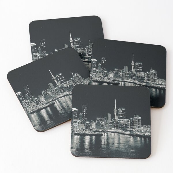 Item preview, Auckland Skyline Night Black and White New Zealand designed and sold by davelandiaph.