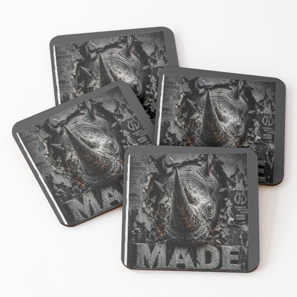 Item preview, Builder Made to Last Rhino Concrete Industrial Brutalist Wall Art designed and sold by SavannaStrikes.