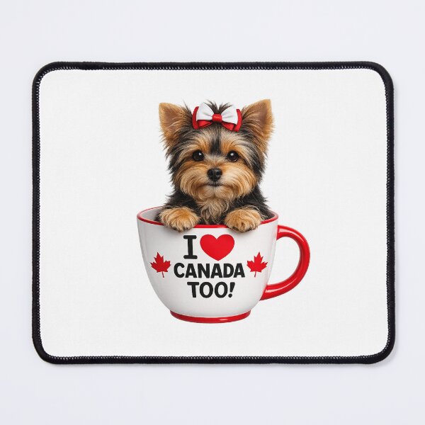 Item preview, Cute Yorkie in a Mug "I love Canada" Funny Canada Day Dog designed and sold by cheekydezign.