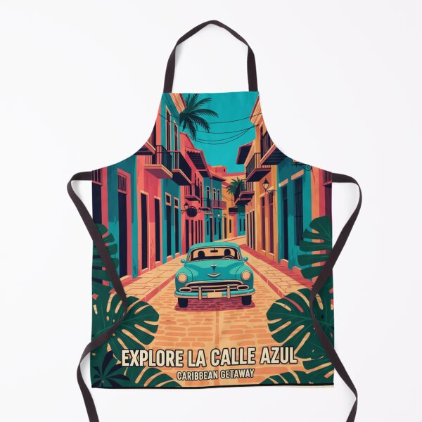 Item preview, Retro Caribbean Street with Classic Car and Palm Trees designed and sold by HeyHas.