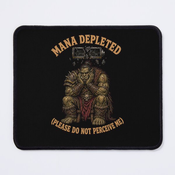 Item preview, Funny Orc Social Battery Mana Depleted Introvert Burnout Fantasy Tee designed and sold by Mythic Ink Studio.