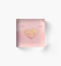 Cute happy pink pig face Acrylic Block