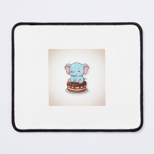 Item preview, Cute Baby Elephant Sitting on Chocolate Cake – Kawaii Dessert Animal Design designed and sold by mayatA-rt.