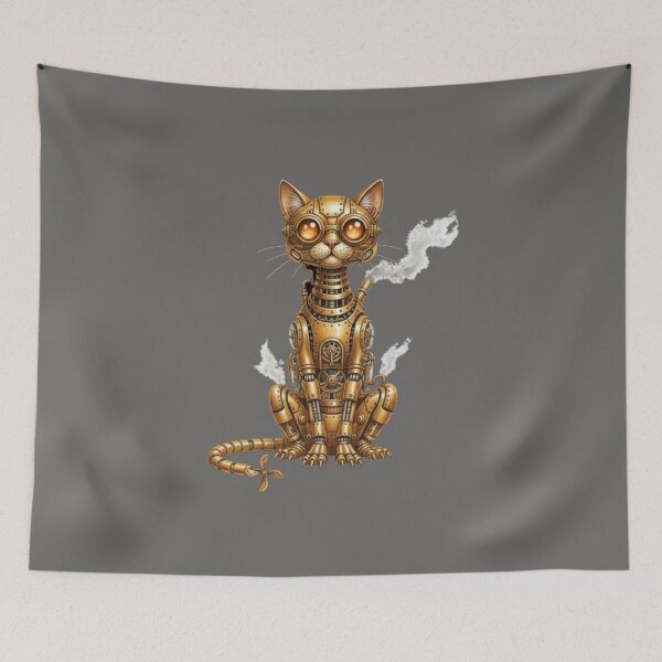 Item preview, Steampunk Copper Cat Robot – Vintage Mechanical Kitty designed and sold by MixArtStudio77.
