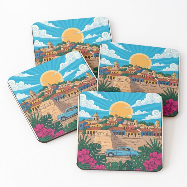 Item preview, Cartagena Colombia Sunset Retro Tourist Poster designed and sold by HeyHas.