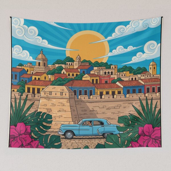 Item preview, Cartagena Colombia Sunset Retro Tourist Poster designed and sold by HeyHas.