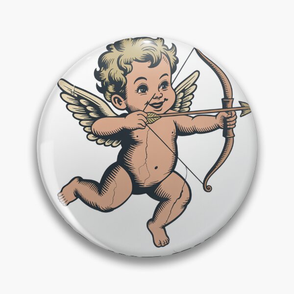 Item preview, Vintage Badge Cherub Cupid with Bow and Arrow designed and sold by Bloomkept.