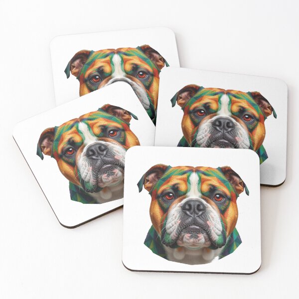 Item preview, "Geometric Rainbow: A Vibrant Bulldog Portrait" designed and sold by BLUESKY11a.