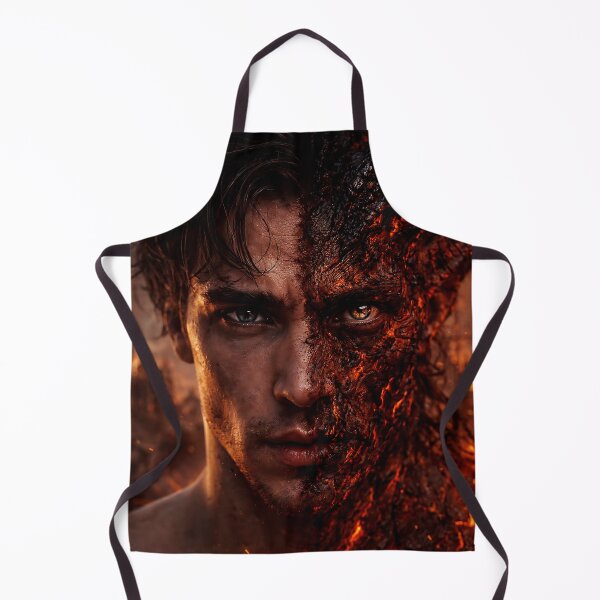 Item preview, Half Demon Fire Portrait, Dark Fantasy Lava Man, Infernal Face Split, Cinematic Realistic Art, Hell Transformation designed and sold by thor81pl.