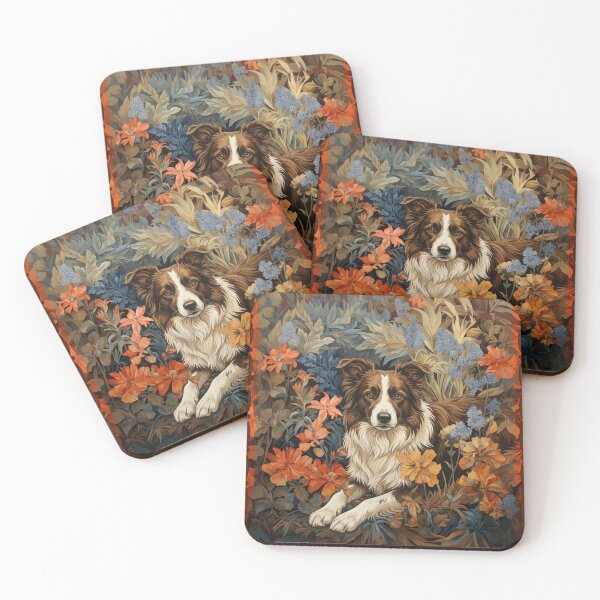Item preview, Border Collie Vintage Botanical Garden Scene designed and sold by AntiqueImages.