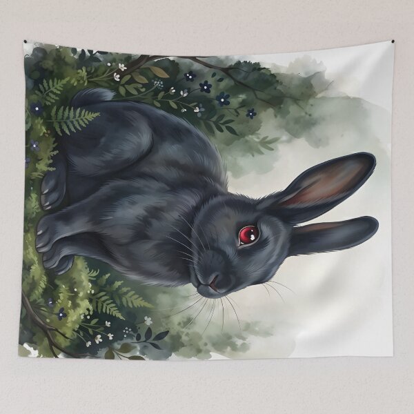 Item preview, Black Rabbit Oryctolagus Cuniculus Europe Gothic Forest designed and sold by RubisLeaf.