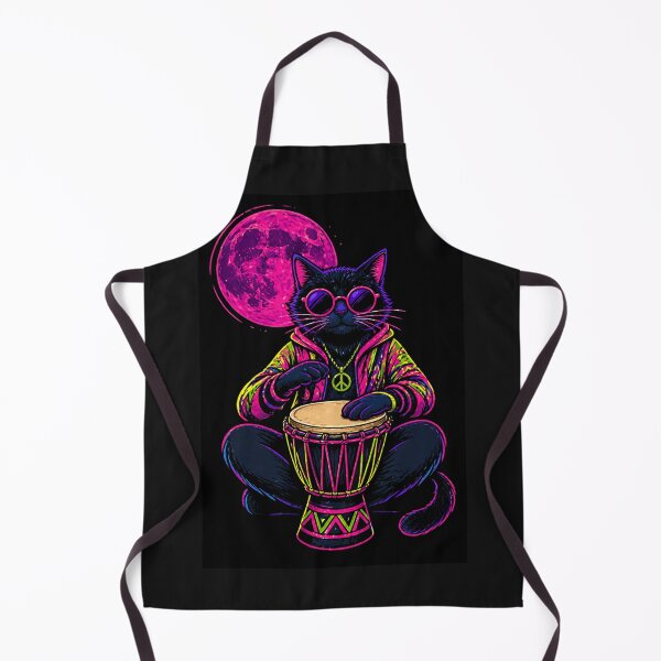 Item preview, Neon Midnight Cat Drummer designed and sold by ZunZunArt.