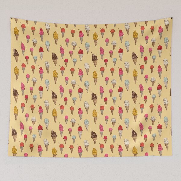Item preview, Vintage Ice Cream Cones Sweet Dessert Pattern designed and sold by NicolasGlowArt.
