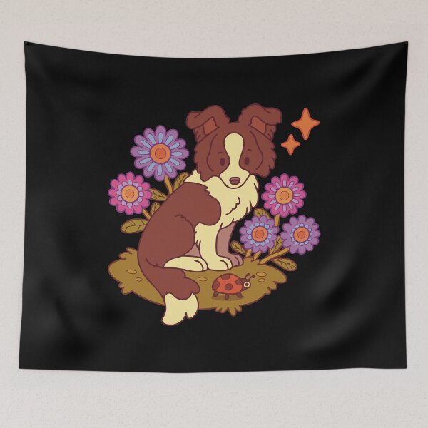 Item preview, Curious border collie puppy - dark version designed and sold by Erika Vaigel Creations.
