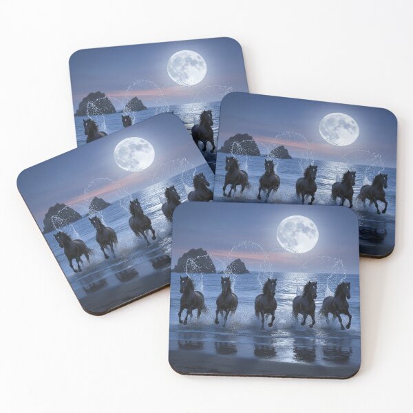 Item preview, Majestic Horses Running on The Beach at Night designed and sold by MJMVisuals.