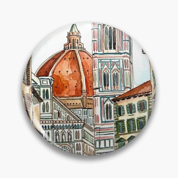 Item preview, Florence Cathedral Street Scene Watercolor Art Print Italy Travel designed and sold by posteriocrew.