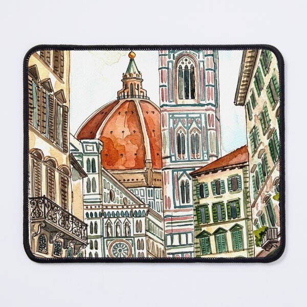 Item preview, Florence Cathedral Street Scene Watercolor Art Print Italy Travel designed and sold by posteriocrew.
