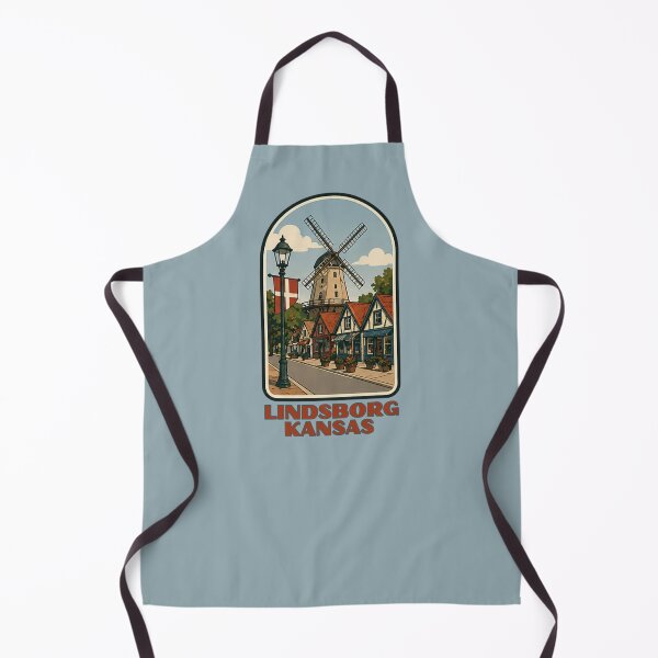 Item preview, Lindsborg Kansas Windmill Village Illustration | Little Sweden USA Scandinavian Travel Art designed and sold by SimplyJasper.