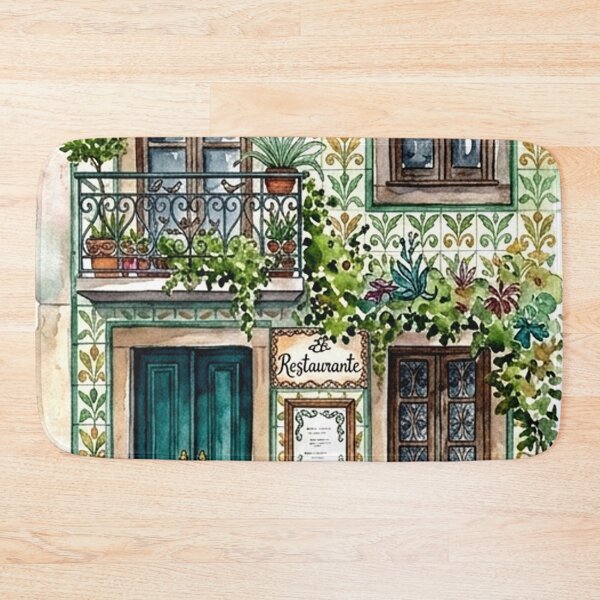 Item preview, Traditional Portuguese Restaurant with Green Azulejo Tiles designed and sold by posteriocrew.