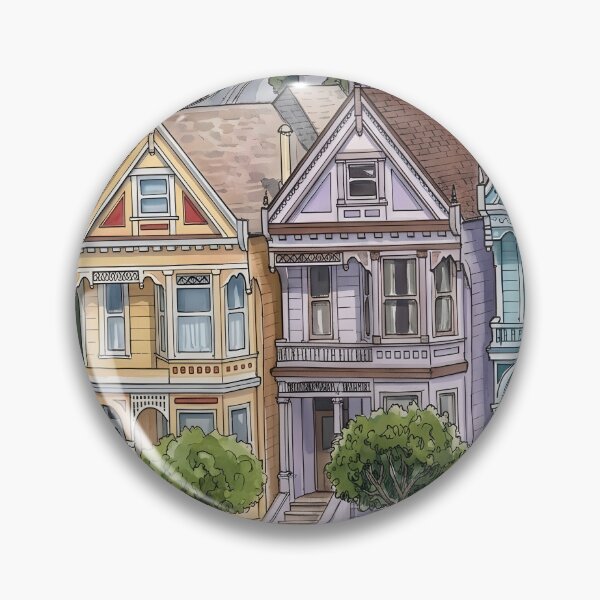 Item preview, San Francisco Painted Ladies Victorian Houses Watercolor Illustration designed and sold by posteriocrew.