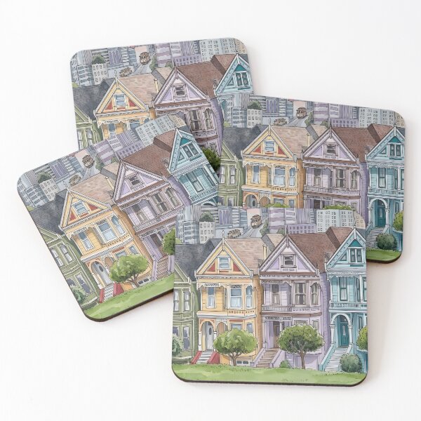 Item preview, San Francisco Painted Ladies Victorian Houses Watercolor Illustration designed and sold by POSTERIOCREW.