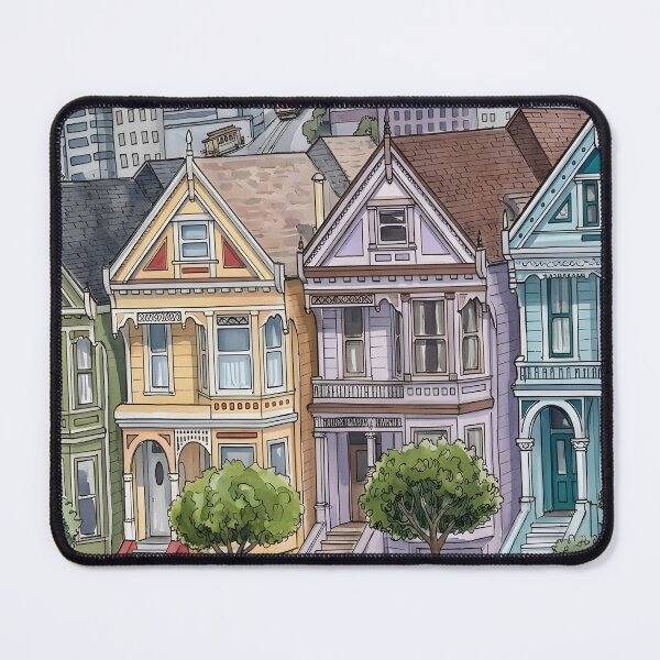 Item preview, San Francisco Painted Ladies Victorian Houses Watercolor Illustration designed and sold by posteriocrew.
