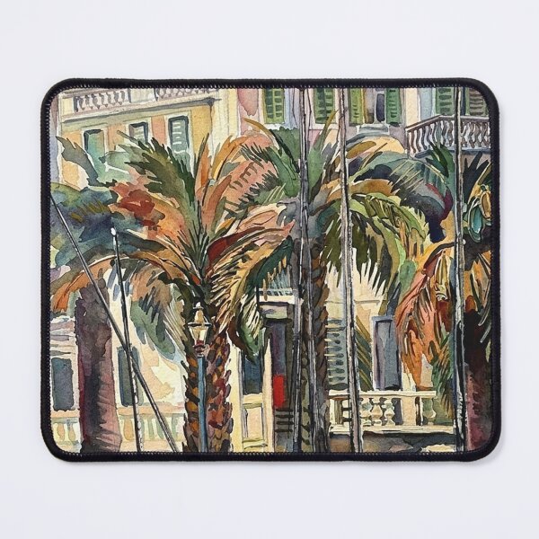 Item preview,  Vintage Mediterranean Harbor Watercolor and Oil Painting designed and sold by posteriocrew.