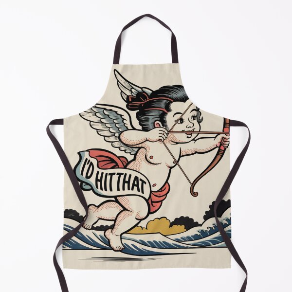 Item preview, Cupid Running Woodblock Print with Dotted Texture designed and sold by Bloomkept.