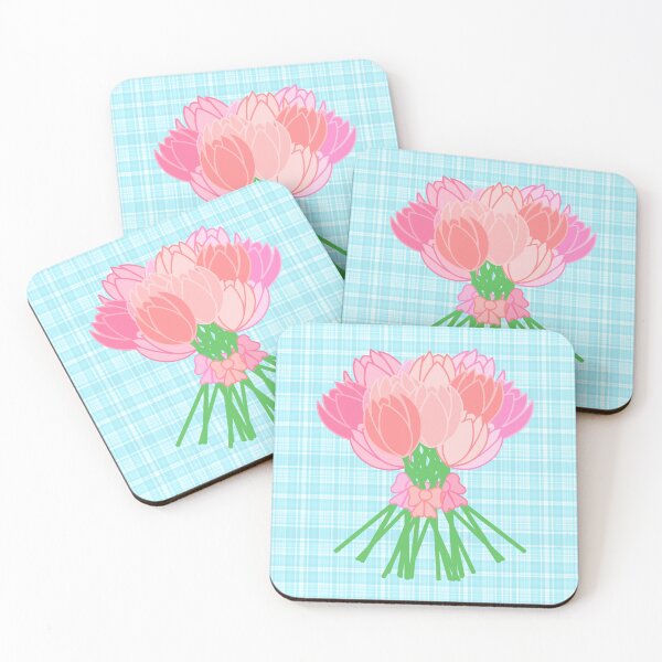 Item preview, Big Tulip Bouquet on plaid blue designed and sold by CreaTwinkles.