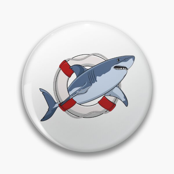 Item preview, Illustration of great white shark in life buoy designed and sold by RizikCat.