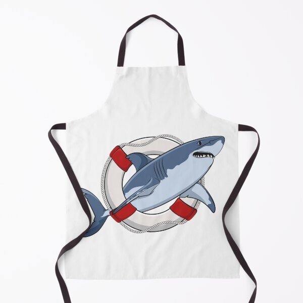 Item preview, Illustration of great white shark in life buoy designed and sold by RizikCat.